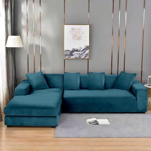 Husa elastica universala pentru coltar, Catifea Turcuaz