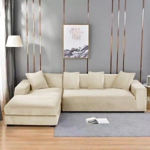 Husa elastica universala pentru coltar, Catifea Crem Husa elastica universala pentru coltar, Catifea Crem