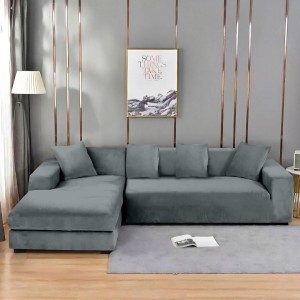 Husa elastica universala pentru coltar, Catifea Gri albastrui Husa elastica universala pentru coltar, Catifea Gri albastrui