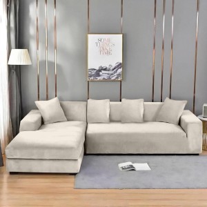 Husa elastica universala pentru coltar, Catifea Bej