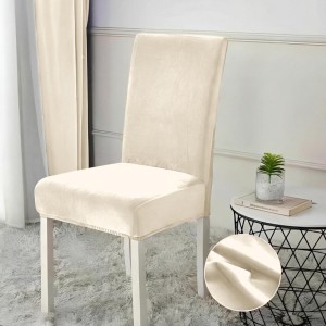 Set 6 huse PREMIUM universale pentru scaun, CATIFEA Crem