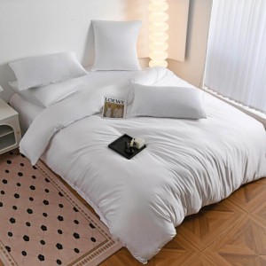 Lenjerie de pat dublu Luxury, tip Matase, 6 piese, alb