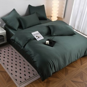 Lenjerie de pat dublu Luxury, tip Matase, 6 piese, verde