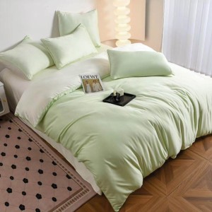 Lenjerie de pat dublu Luxury, tip Matase, 6 piese, verde