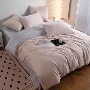 Lenjerie de pat dublu Luxury, tip Matase, 6 piese, roz