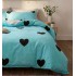 Lenjerie pat dublu, Finet, 6 piese, Bleu, inimioare [8]