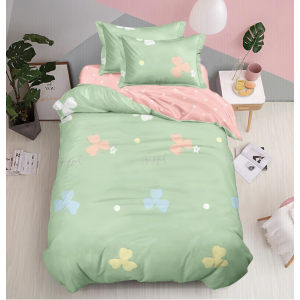 Lenjerie pat 1 PERSOANA, FINET, 4 piese, Verde, Trifoi