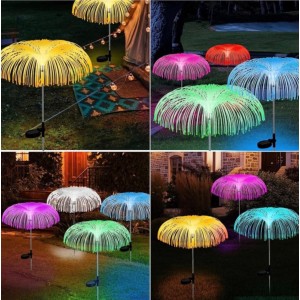 Set 2 Lampi Solare JellyFish cu Fibra Optica – Iluminare Multicolora pentru Decorative Exterior