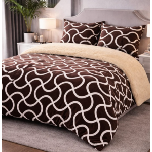 Lenjerie pat dublu, Super Pufoasa COCOLINO cu BLANITA, 4 piese, Bej, Maro, Dungi Lenjerie pat dublu, Super Pufoasa COCOLINO cu BLANITA, 4 piese, Bej, Maro, Dungi