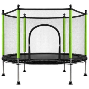 Trambulina pentru copii cu plasa si mingi 140 cm verde