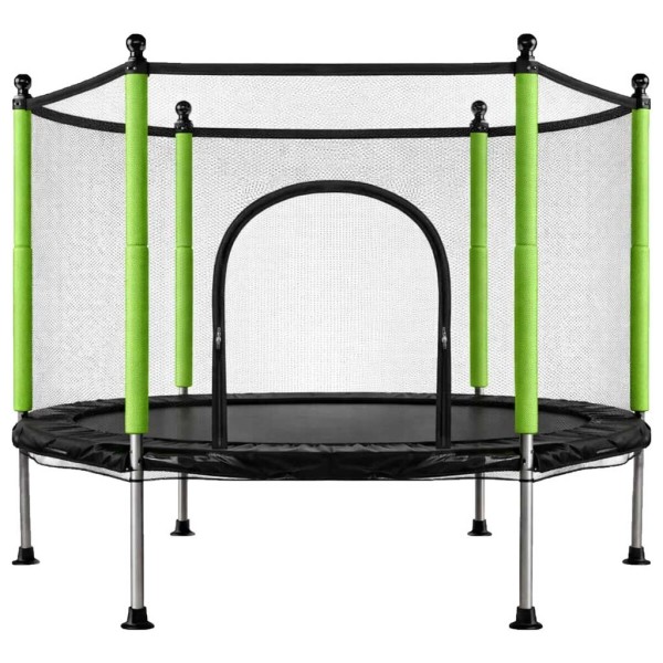 Trambulina pentru copii cu plasa si mingi 140 cm verde [1]
