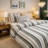 Lenjerie pat dublu, Finet, 6 piese, Gri, dungi [6]