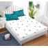 Lenjerie pat dublu cu ELASTIC, Finet, 6 piese, Turquoise, stelute [2]