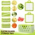 Răzătoare multifuncțională manuală – Veggie Slicer, 14 piese, lame inox, gri/verde, 35 × 11 × 14 cm [12]