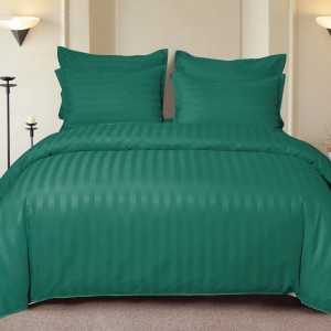 Lenjerie HoReCa, pat dublu, Damasc Finetat Deluxe cu Elastic, 6 piese, Verde