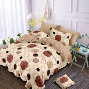 Lenjerie pat dublu, Finet, 6 piese, Bej, Maro, buline
