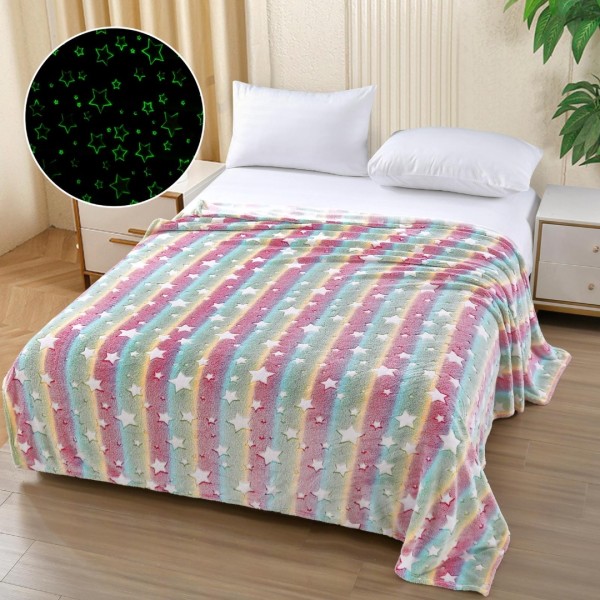   Pătură Cocolino Pufoasa, Premium, cu Model Fluorescent, 200x230 cm – Confort și Eleganță de la Johny Home Pucioasa, Multicolor, Stelute [1]