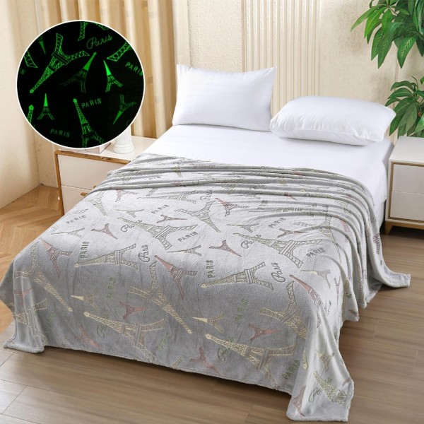   Pătură Cocolino Pufoasa, Premium, cu Model Fluorescent, 200x230 cm – Confort și Eleganță de la Johny Home Pucioasa, Gri, Turnul Eiffel [1]