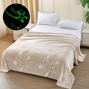   Pătură Cocolino Pufoasa, Premium, cu Model Fluorescent, 200x230 cm – Confort și Eleganță de la Johny Home Pucioasa, Bej, Stelute