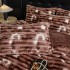 Lenjerie Deluxe, Jojo Home, 4 Piese, Blăniță Shorthair și CoCoLiNo, cu Elastic Perimetral, Alb, Maro, degrade [4]