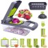 Răzătoare multifuncțională manuală – Veggie Slicer, 14 piese, lame inox, gri/verde, 35 × 11 × 14 cm [3]
