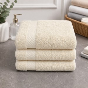 Set 3 prosoape mari, Ashley Mills, 65x130cm, din 70% bumbac pakistanez,  390g, Crem