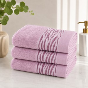 Set 3 prosoape mari, Waves, 70x130cm, din 100% bumbac pakistanez, 460g, Lila
