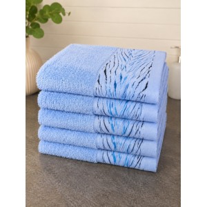 Set 5 prosoape medii, Wander, 50x90cm, din 100% bumbac pakistanez,  470g, Albastru
