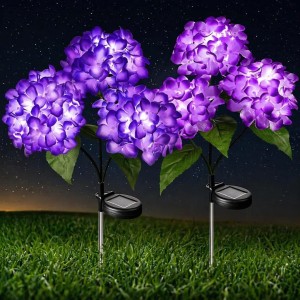Set 2 Lămpi Solare Decorative Tip Hortensie Mov – Iluminare LED, Design Realist și Funcționare Automată