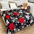 Patura pufoasa cocolino 200x230cm, 240g/mp, Negru, Rosu, Flori [3]