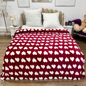 Patura pufoasa cocolino 200x230cm, 240g/mp, Rosu, Inimi Albe