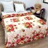 Patura pufoasa cocolino 200x230cm, 240g/mp, Crem, Rosu, flori [3]