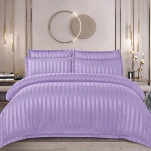 Lenjerie HoReCa, pat dublu, Damasc Finetat Deluxe cu Elastic, 6 piese, Lila Lenjerie HoReCa, pat dublu, Damasc Finetat Deluxe cu Elastic, 6 piese, Lila