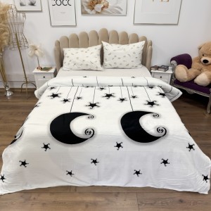 Pătură Super Soft Cocolino, 200x230 cm – Răsfăț absolut în zilele reci, Alb, stele, luna