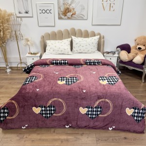 Patura Pufoasa CoCoLiNo (Fleece), 200x230cm, 240gr/m, Violet, Inimioare - Răsfățul Perfect pentru Serile Racoroase