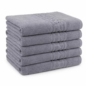 Set 5 prosoape mari 70x130cm, din 100% bumbac pakistanez,  400g, Line, Gri