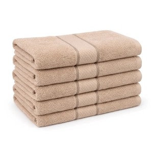Set 5 prosoape mari 70x130cm, din 100% bumbac pakistanez,  400g, Bej
