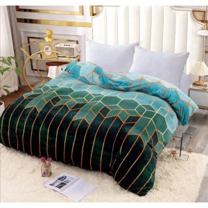 Patura pufoasa cocolino 200x230cm, 240g/mp, Verde, Forme Geometrice