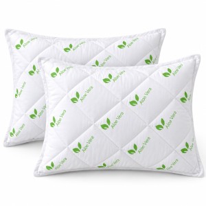Set 2 perne NEW Aloe Vera matlasate, 50x70 cm Alb-Verde, Fabricata in Romania