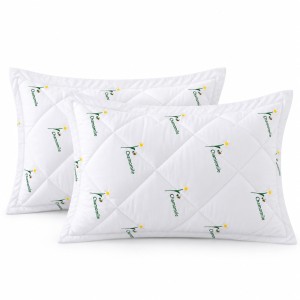 Set 2 perne Bliss Musetel matlasate, 50x70 cm Alb-Verde, Fabricata in Romania