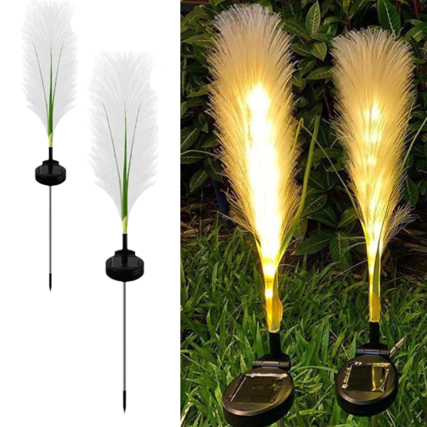 Set 2 Lămpi Solare Decorative Tip Iarba Pampas cu LED M374-22, 70cm, lumina calda, Design Elegant și Funcționare Automată [1]