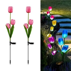 Set 2 Lămpi Solare Decorative Tip Lalele Roz cu LED M374-23, 70cm, Lumina Eleganta, Design Elegant și Funcționare Automată Set 2 Lămpi Solare Decorative Tip Lalele Roz cu LED M374-23, 70cm, Lumina Eleganta, Design Elegant și Funcționare Automată