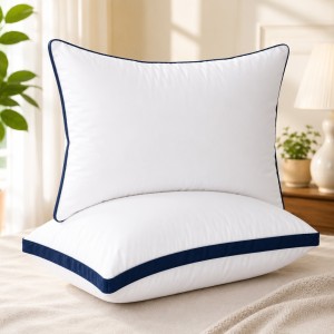 Set de 2 perne Hotel Luxury dreptunghiulare 50x70cm cu puf siliconizat, albastru