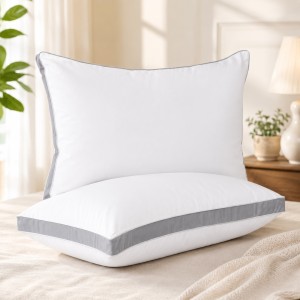Set de 2 perne Hotel Luxury dreptunghiulare 50x70cm cu puf siliconizat, gri