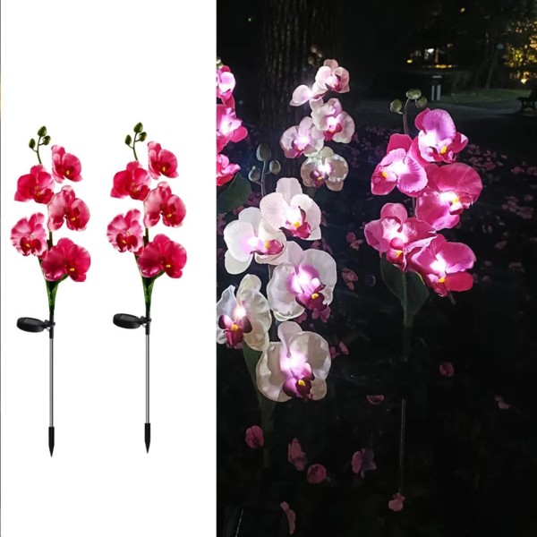 Set 2 Lămpi Solare Decorative Tip Orhidee Rosie– Iluminare LED, Design Elegant și Funcționare Automată [1]