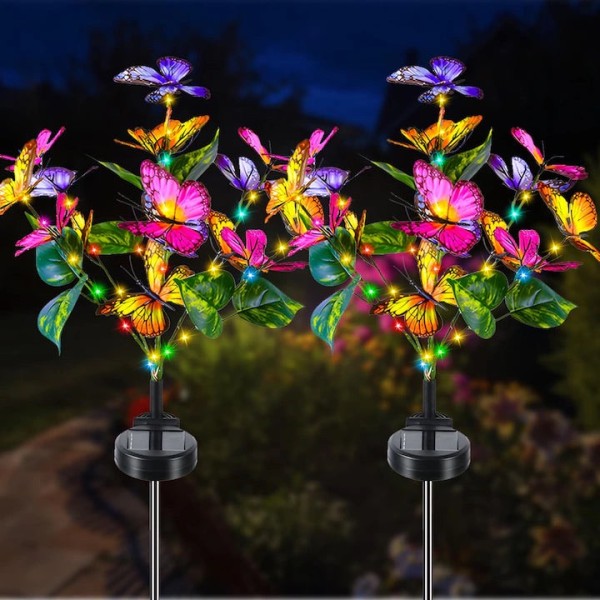 Set 2 Lămpi Solare Decorative cu Fluturași – Iluminare LED, Efect Feeric și Funcționare Automată [1]