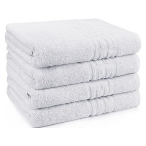 Set 4 prosoape mari 90x180cm, din 100% bumbac pakistanez, 500g, Alb Set 4 prosoape mari 90x180cm, din 100% bumbac pakistanez, 500g, Alb