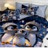 Lenjerie pat dublu cu Elastic,  FINET, 5D Digital Print, Craciun, Albastru, pinguini [2]
