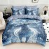 Lenjerie pat dublu cu Elastic,  FINET, 5D Digital Print, Craciun, Albastru, ren in zapada [4]