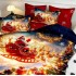 Lenjerie pat dublu cu Elastic,  FINET, 5D Digital Print, Craciun, Rosu, Galben, Mos Craciun in sanie [3]